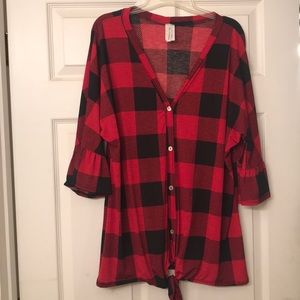 🎄Buffalo plaid polyester shirt